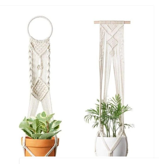 Macrame Plant Hangers & Shelf