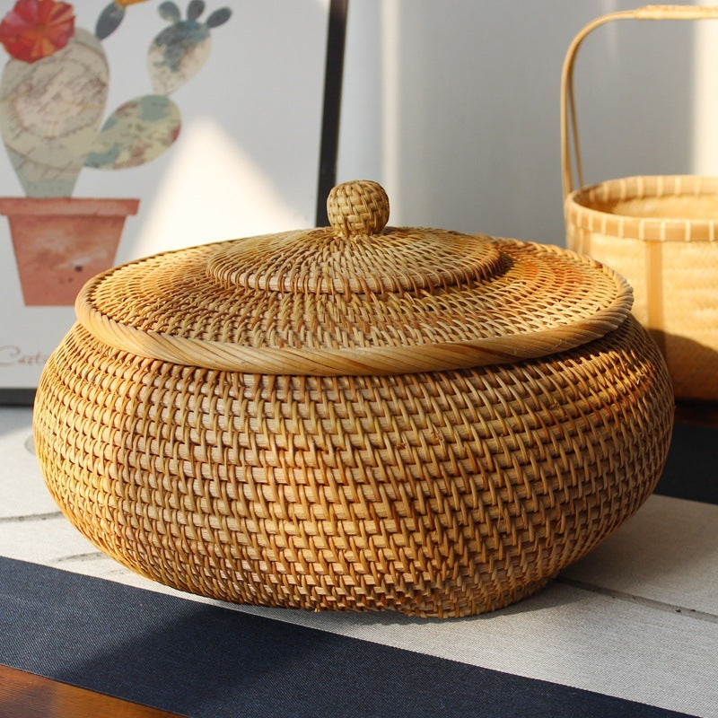 Round Wicker Storage Container