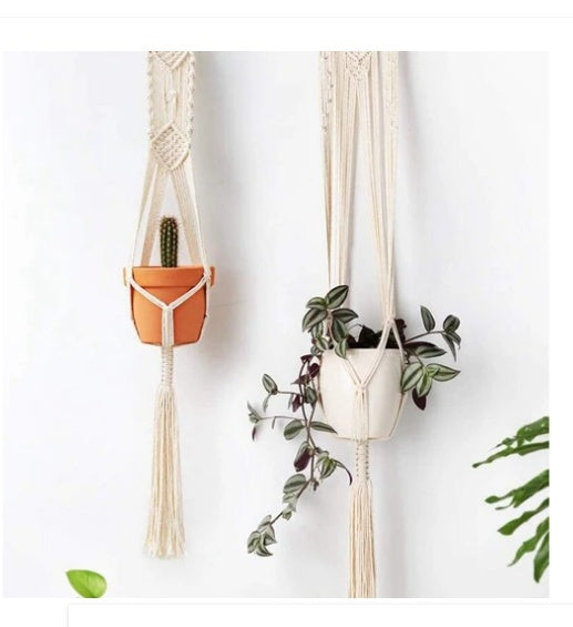 Macrame Plant Hangers & Shelf