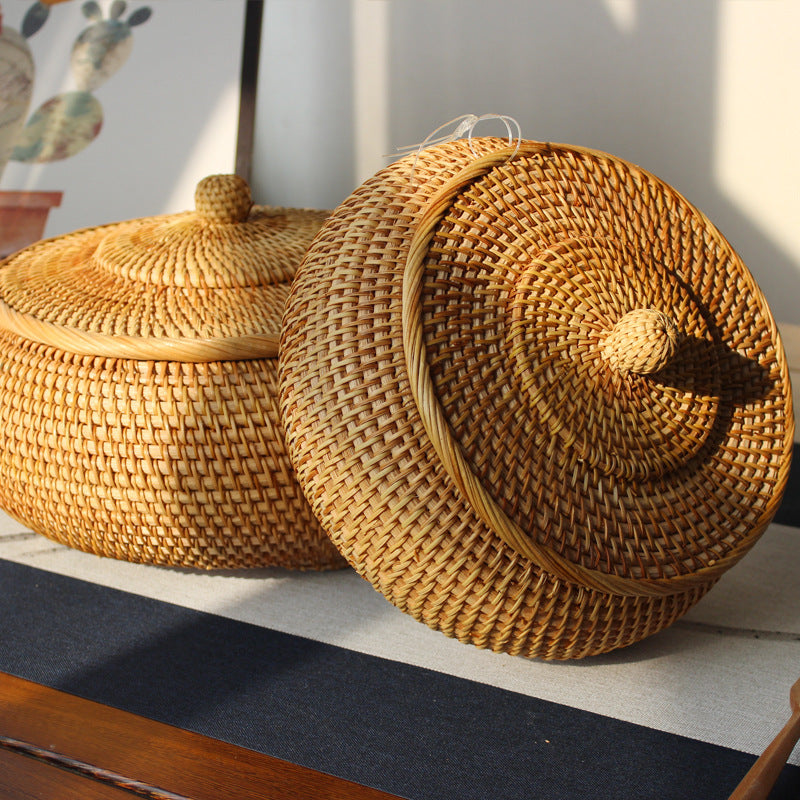 Round Wicker Storage Container